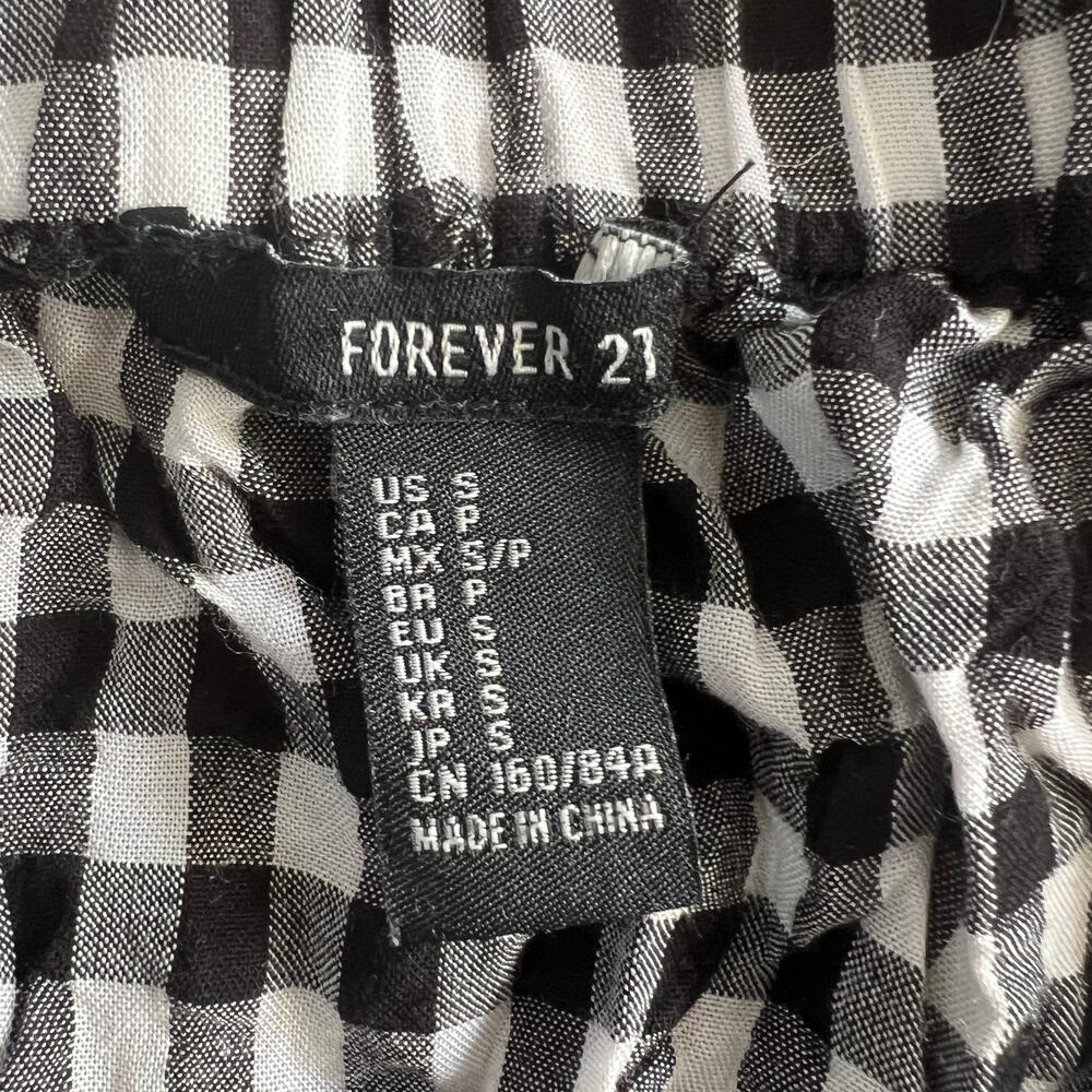 Forever 21 Black White Gingham Off Shoulder Crop Top Size S - Picture 4 of 7